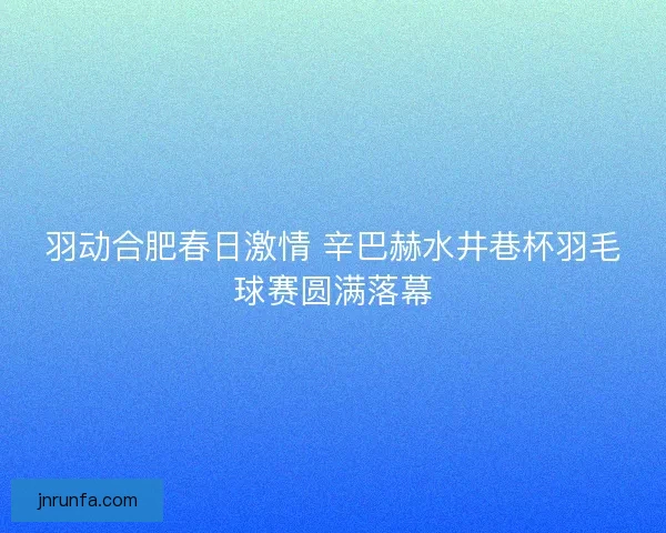 羽动合肥春日激情 辛巴赫水井巷杯羽毛球赛圆满落幕